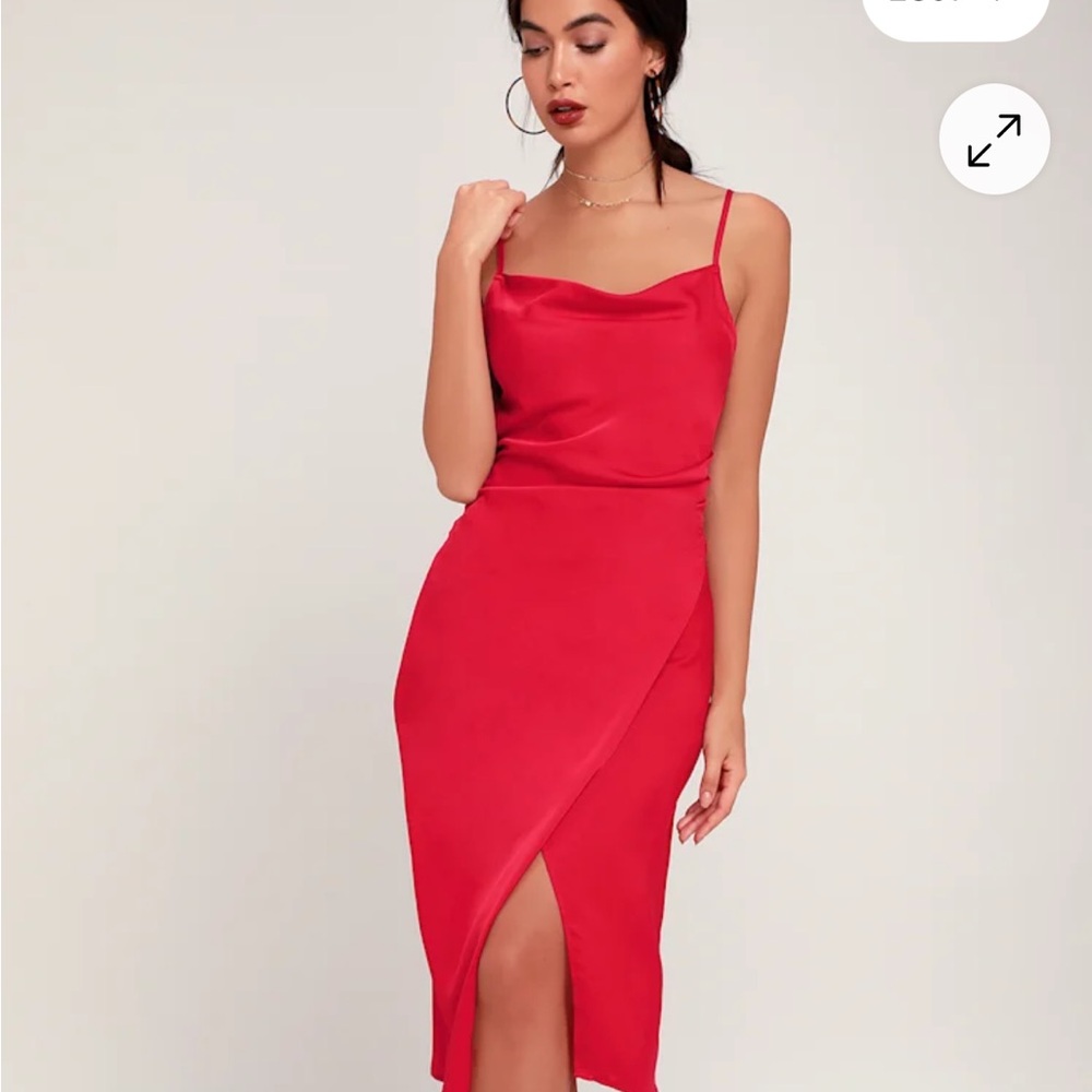 Lulu's Vibrant Red NWT Midi Dress